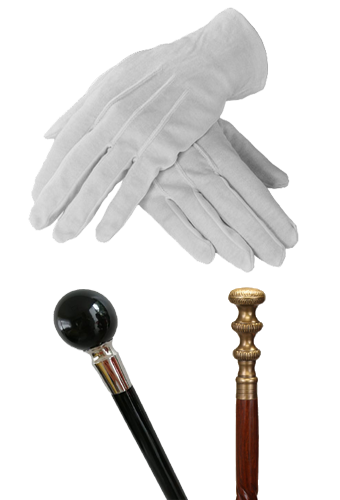 White Gloves & Man Walking Stick